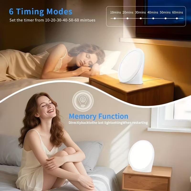 LED Sunlight Lamp Simulates Natural Light, Touch Control with Memory Function, Adjustable Brightness Levels, Portable Home Office Use