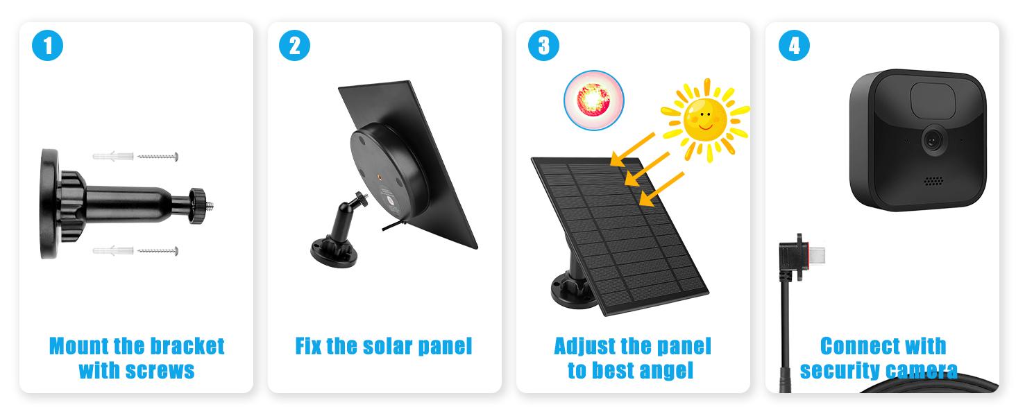 5W Solar Panel 4 Pack Compatible with Blink Outdoor 4 XT XT2 XT3 and Blink XT3 3rd Gen Solar Panel with 11.8Ft Waterproof Plug for Blink Camera Power