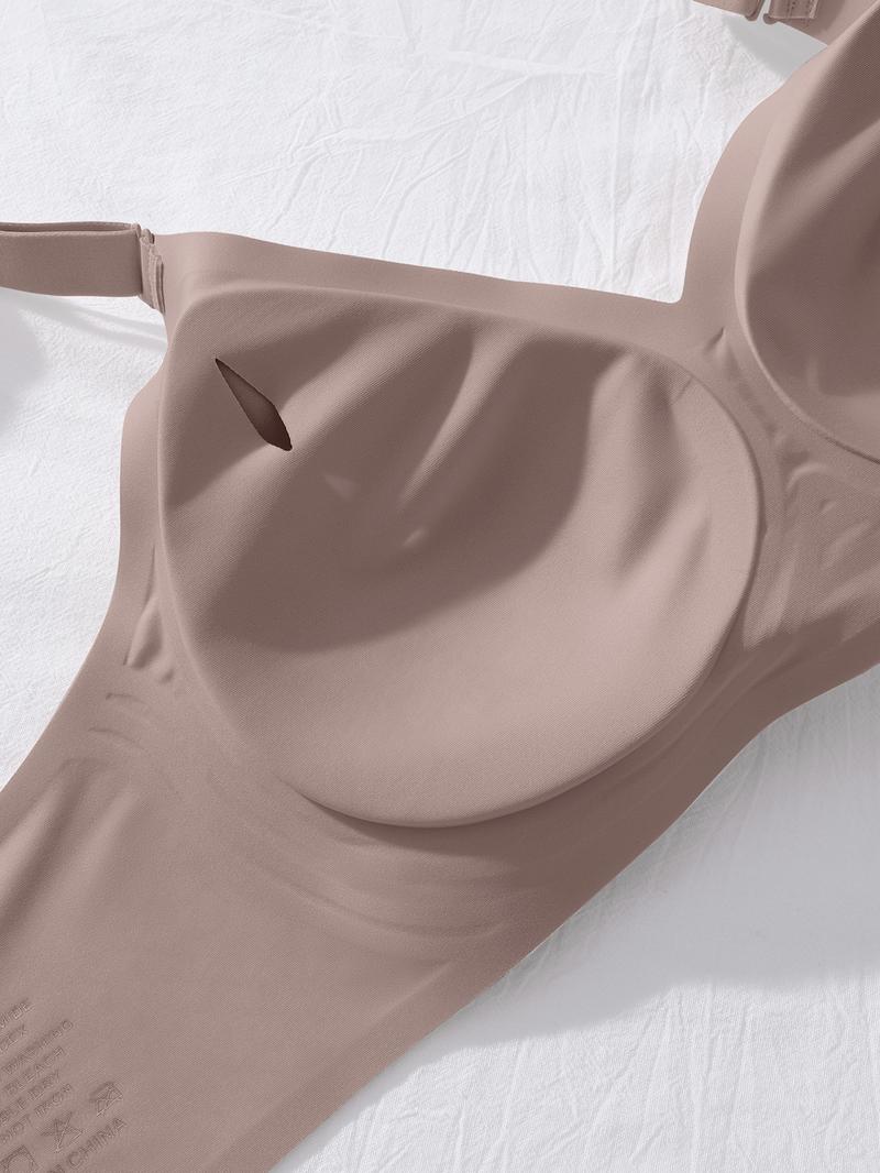 Women's Plain Wireless Jelly Bra, Comfortable Lining Removable Pads Fitted Design, Medium Support All-Season Wear