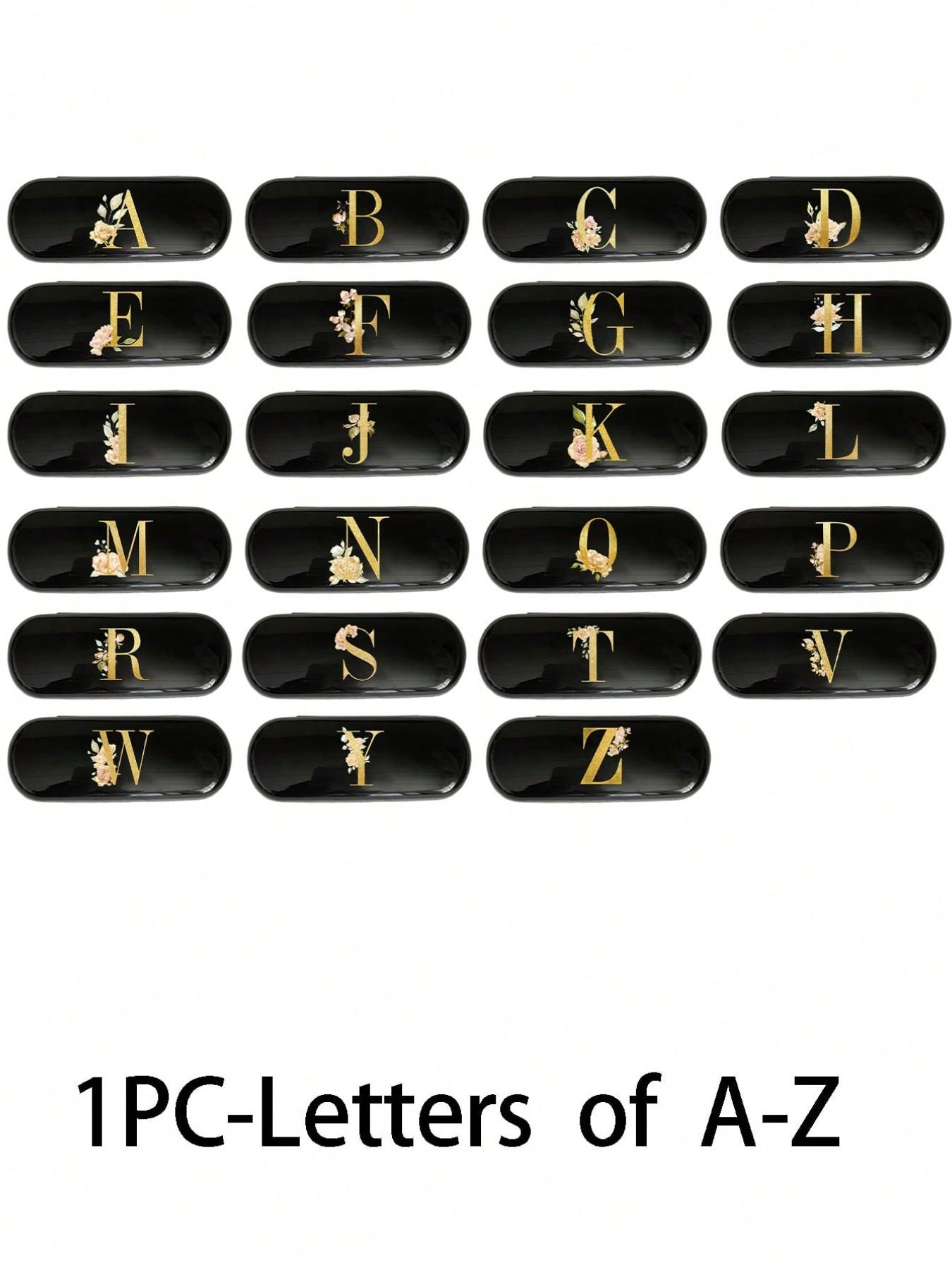 One cream-colored solid eyewear case, Glasses holder, easy to carry, waterproof and dustproof. Letter eyeglass hard case, letter pendant eyeglass case