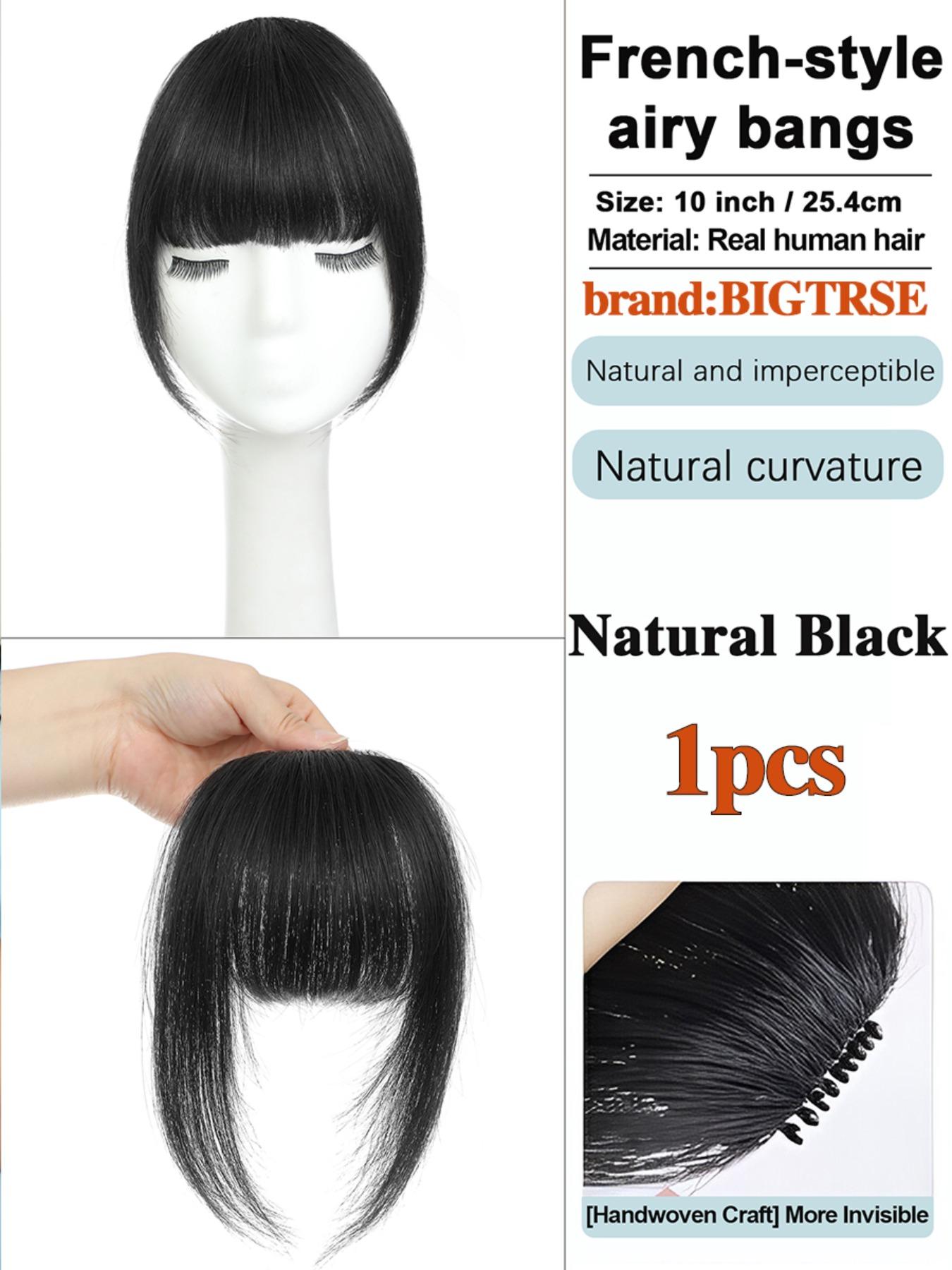 French Bang Clip-In Hair Extension, Curtain Bangs with Mirror Legs, Thick Bangs for Daily Wear, Real Human Hair