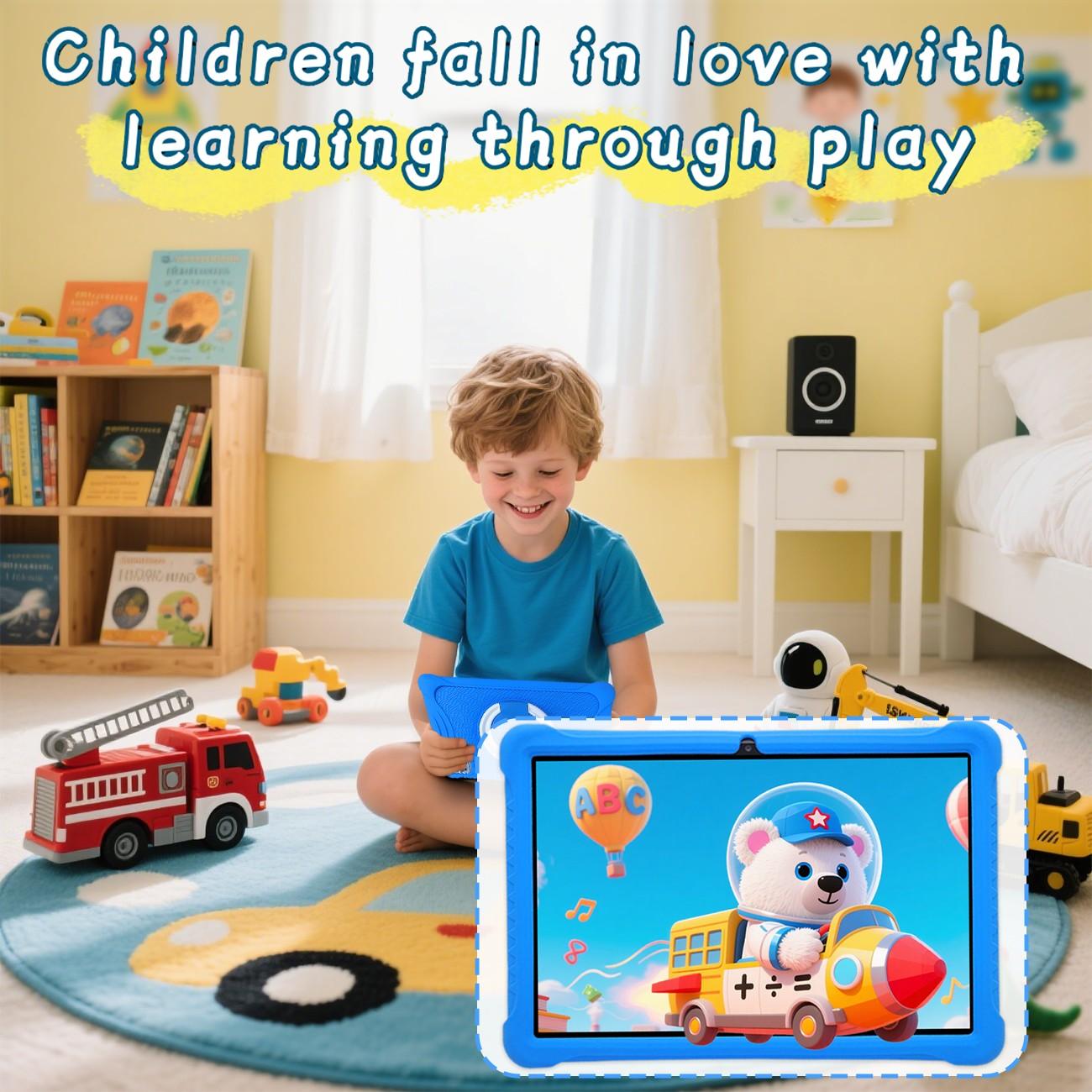 [New Gift Product] 10.1-inch Android tablet with anti-drop tablet case. Portable 5G WIFI Bluetooth dual-camera, high-definition IPS screen, with shockproof protective case, supports parental control, children's learning, online classes, games, Gift