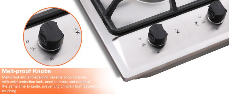 12 Inch Drop-In 2 Burner Gas Cooktop Stainless Steel NG LPG Convertible Propane Range RV Stove Built-In Cooktop GH001-122S-J