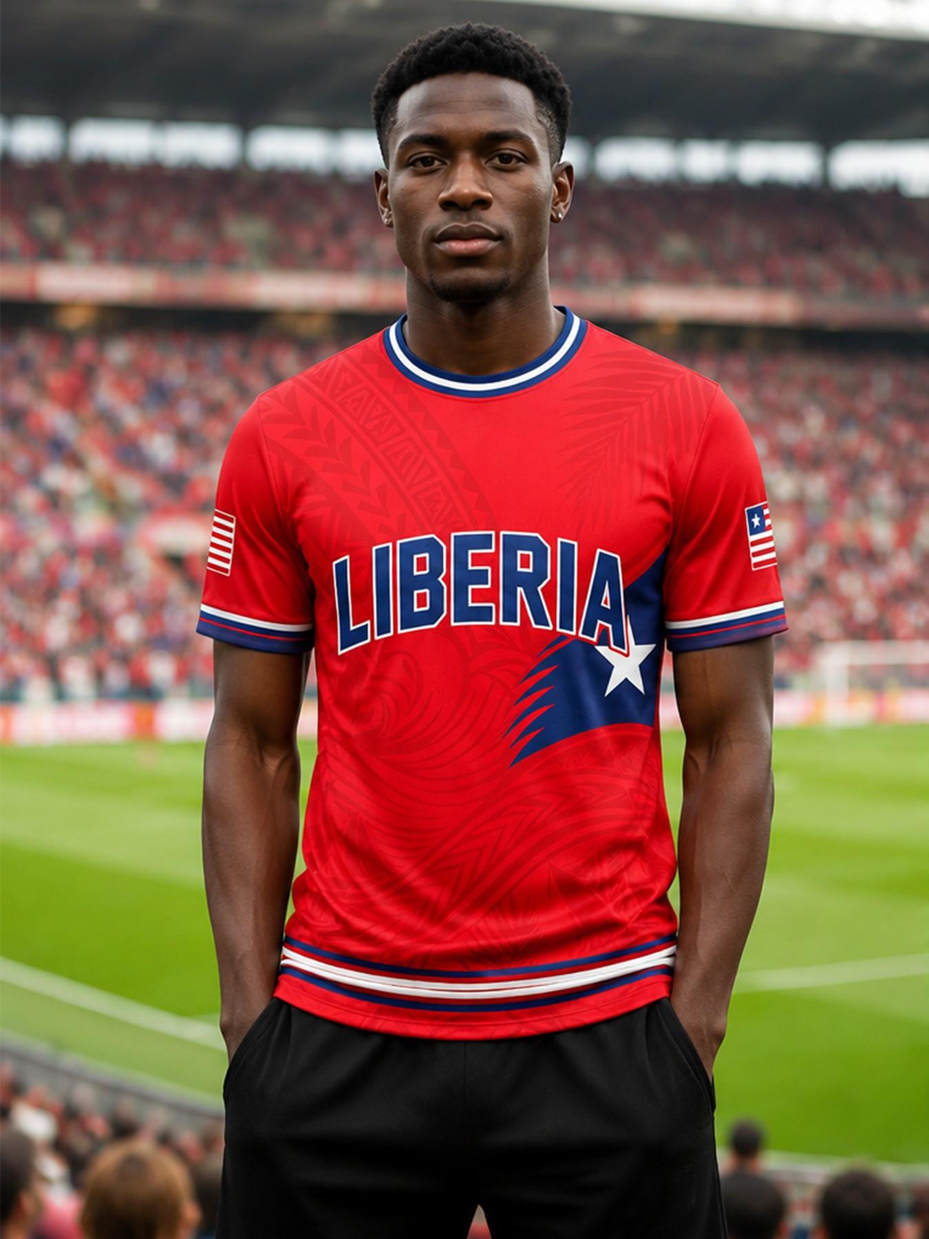 Liberia Football Jersey, Slim-Fit Breathable Soccer Training Top, Lightweight Sporty T-Shirt, Great Fan Gift, Soccer Jerseys, Sports Tops, All Seasons