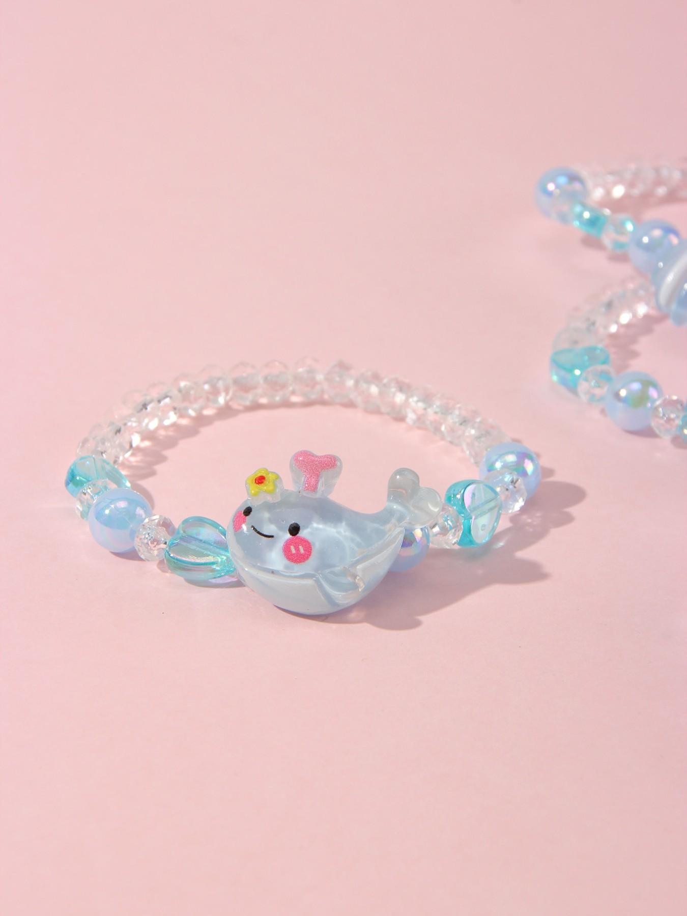 5pcs/set Multicolor Acrylic Ocean Animal Beaded Bracelet Set, Perfect Gift for Girls, Party, Birthday, Daily Wear, Casual Style