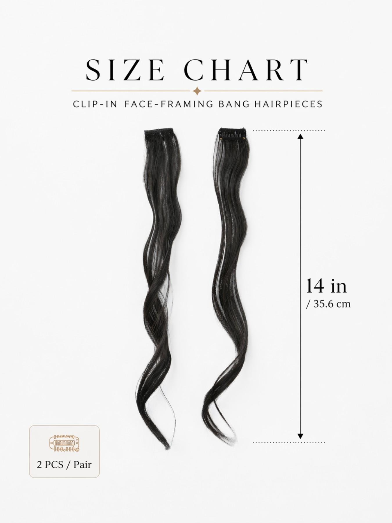 14 Inch Clip in Curtain Bangs Hair Extensions, 2pcs Face Framing Side Bangs Hairpieces, Bangs Fiber Wiglets, Natural Loose Wave Style Wavy Synthetic Hair Clips, No Cut Bangs for Daily Wear