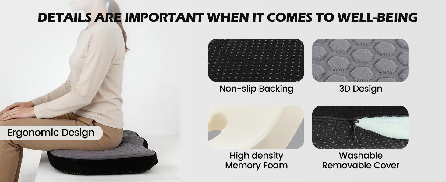【FathersDayGift】Seat Cushion - Foam Seat Cushion for Office Chairs & Car Cooling Gel Memory - Seats Sciatica & Hip & Coccyx Pain Relief Desk Chair Cushion for Long Sitting Office Workers, Gaming, Car Drivers 【FathersDayGift】Seat Cushion - Foam Seat Cushion for Office Chairs & Car Cooling Gel Memory - Seats Sciatica & Hip & Coccyx Pain Relief Desk Chair Cushion for Long Sitting Office Workers, Gaming, Car Drivers