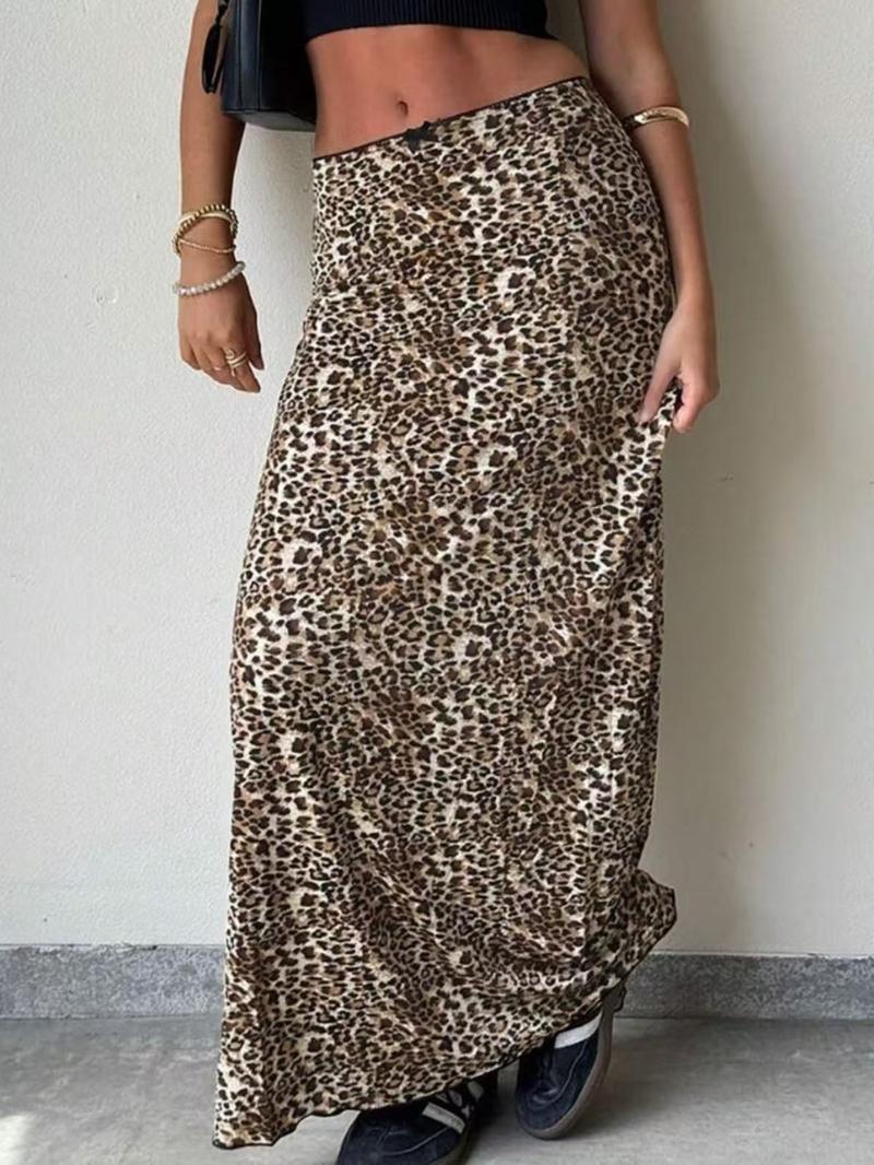 Women's Leopard Print High Waist Skirt, Elegant Stretchy  Skirt for Party Vacation & Street Style, Ladies Bottoms for Summer, Street Fashion Skirt