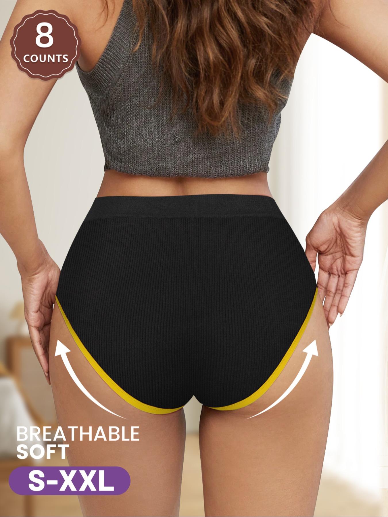 Women's Breathable Skin-Friendly Underwear Set, Soft Comfort Fitted Design, Multi-Color Waistband, Seamless Fashion Colorblock, Innerwear