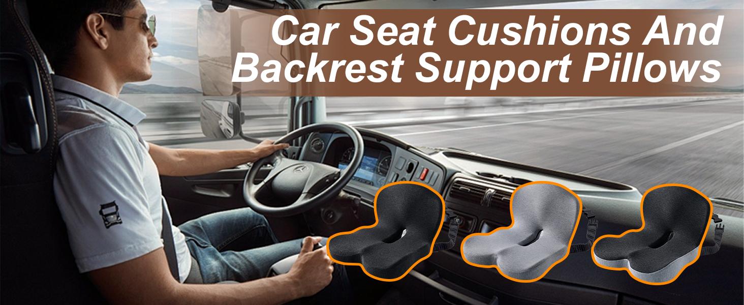 【Back to School 】Non-Slip Memory Foam Seat Skin-Friendly Extended Zipper Easy Remove Wash Back Support Cushion Home & Outdoor & Car & Office,Sciatica Relief for Long Drives