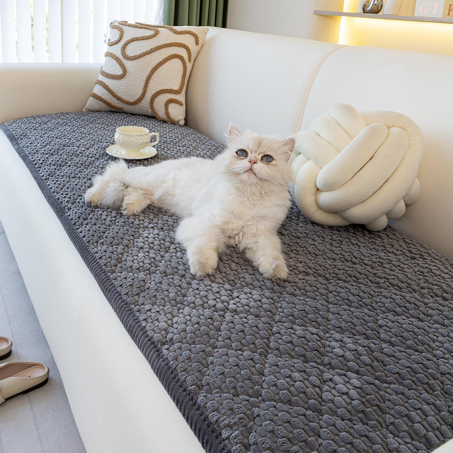 1pc Single Solid Color Bubble Velvet Sofa Pad, Soft Skin-Friendly Material, Pet-Friendly Anti-Slip Design, Machine & Hand Washable, Fits Single to Five-Seater Sofas