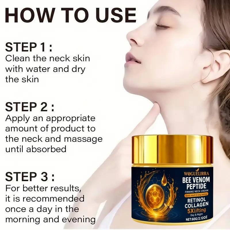 5x Collagen Bee Venom Cream, Moisturizer, Skin Care, Tightens Double Chin and Neck, Rich in Collagen, Retinol, Nicotinamide, Hyaluronic Acid, Suitable for All Skin Types