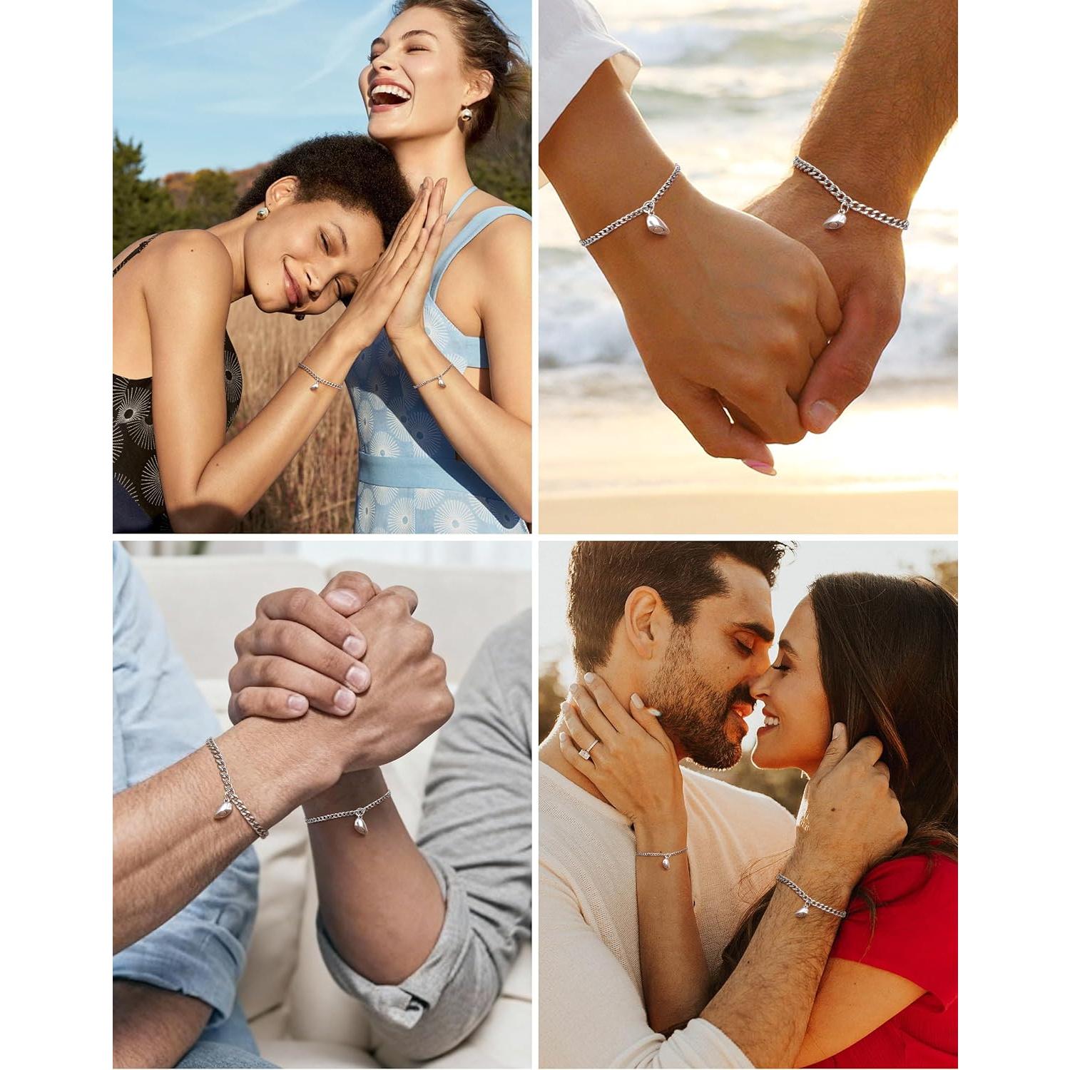 Permanent Couples Matching Bracelets Kit - DIY Bracelet Set Cuban Adjustable Link Bracelets Gifts for Boyfriend, Valentines Day Gifts for Him Her Matching Bracelets    for Anniversary Birthday