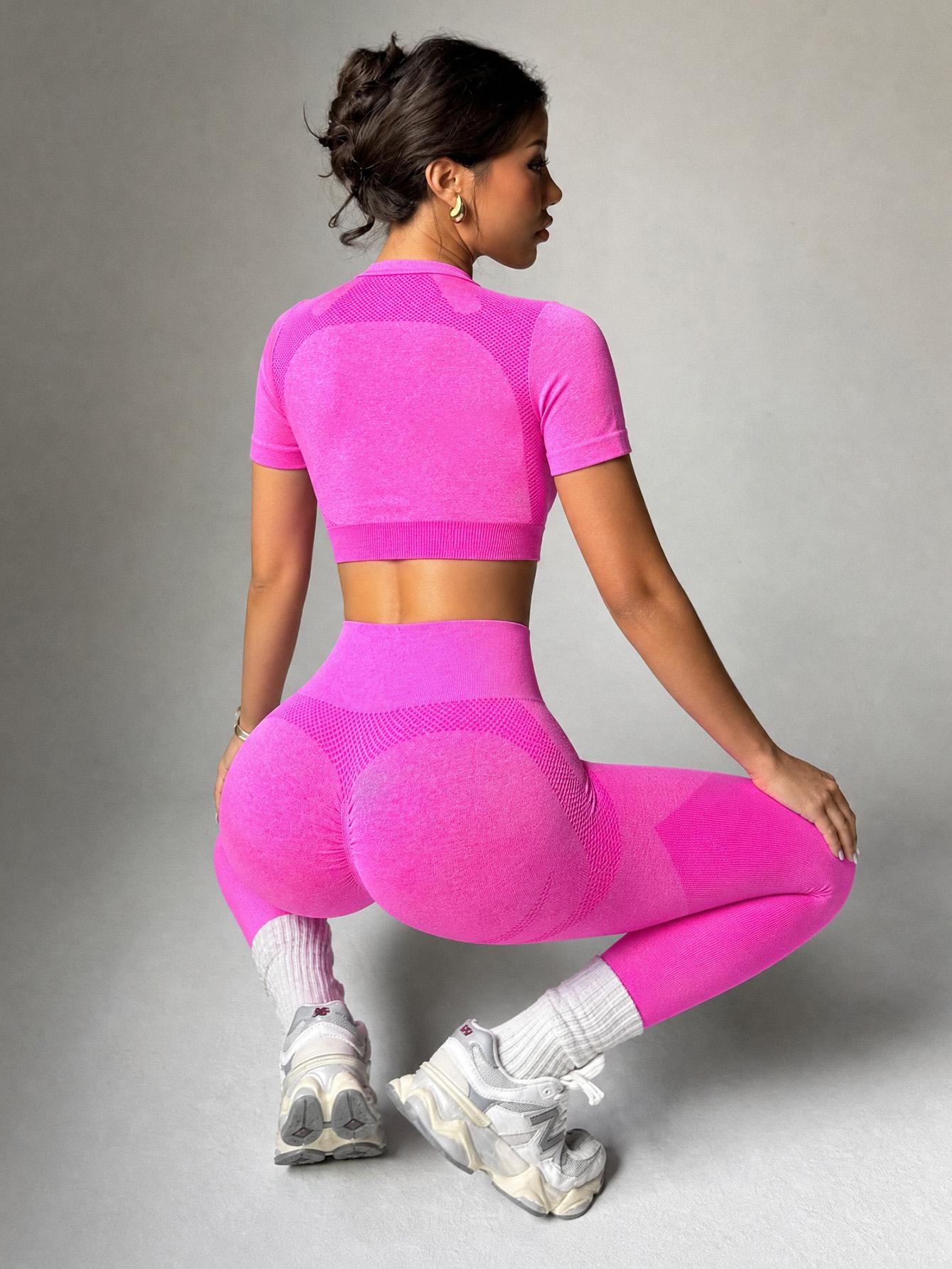 Summer Seamless Yoga Set, High Waist Solid Color Sleeveless Sports Pants, Breathable Compression Wear for All Seasons, Seamless Gym Set, Seamless Yoga Outfits, Seamless Yoga Sportswear