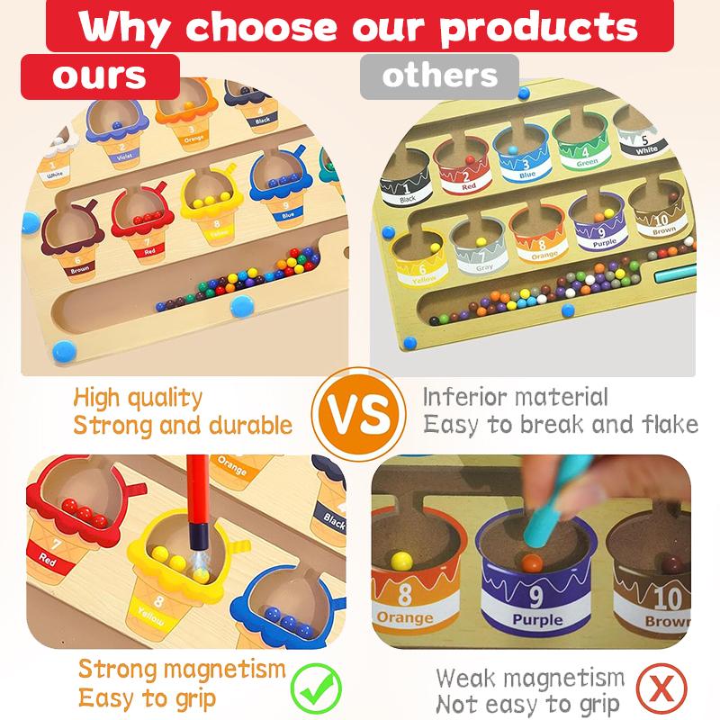 Qyeah Magnetic Color & Number study board -  Color Matching Learning Counting Board for Boys Girls students