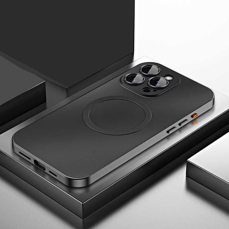Metal frame with magnetic Magsafe snap design, made of alloy aluminum, specially designed for Apple/iPhone 17/16/15/14/13/12 Pro Max Plus, with shockproof function. Ultra-thin phone case, fully covers lens protection, compatible with wireless charging, an