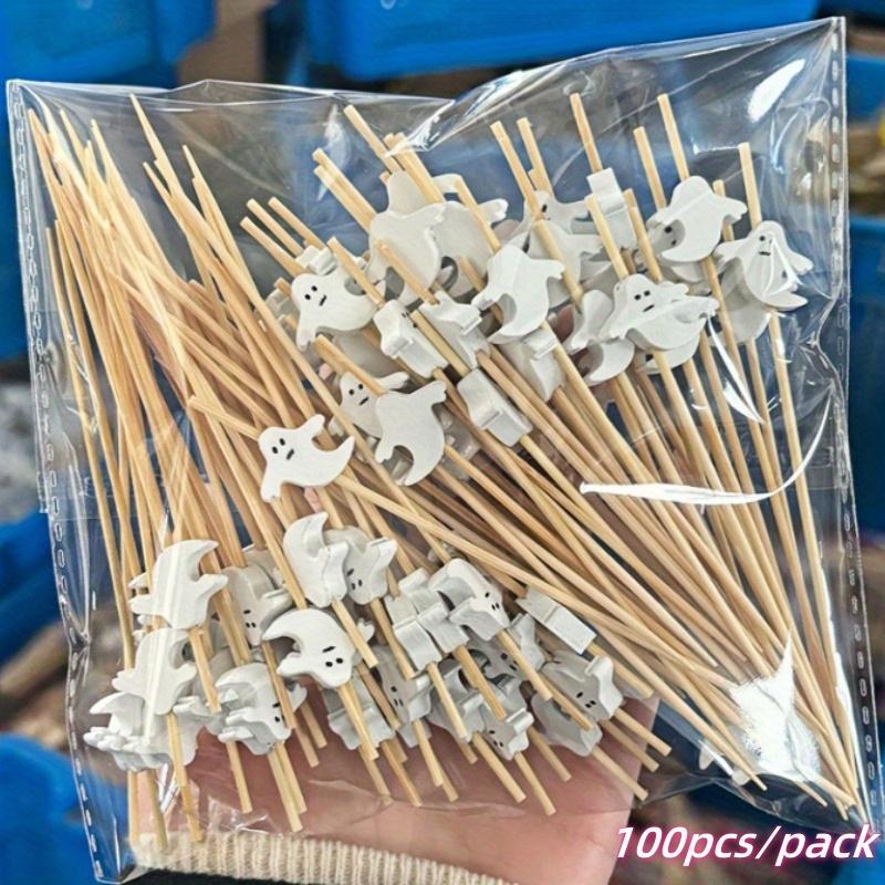 Festive Halloween Disposable Bamboo Cocktail Fruit Picks,Food‑Grade Burr‑Free,Decor Sticks for Fruit Dessert Platter,Home Holiday Party Accessory
