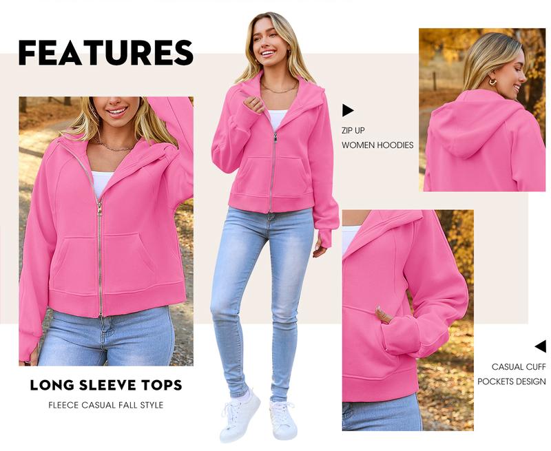 Fisoew Womens Zip Up Sweatshirts Fleece Lined Collar Crop Hoodie Casual Cotton Long Sleeve Tops with Thumb Hole poncho winter clothes women FallFreshness Fit Grey fur coats for women leather jacket women jacket for women puffer jacket puffer jacket women