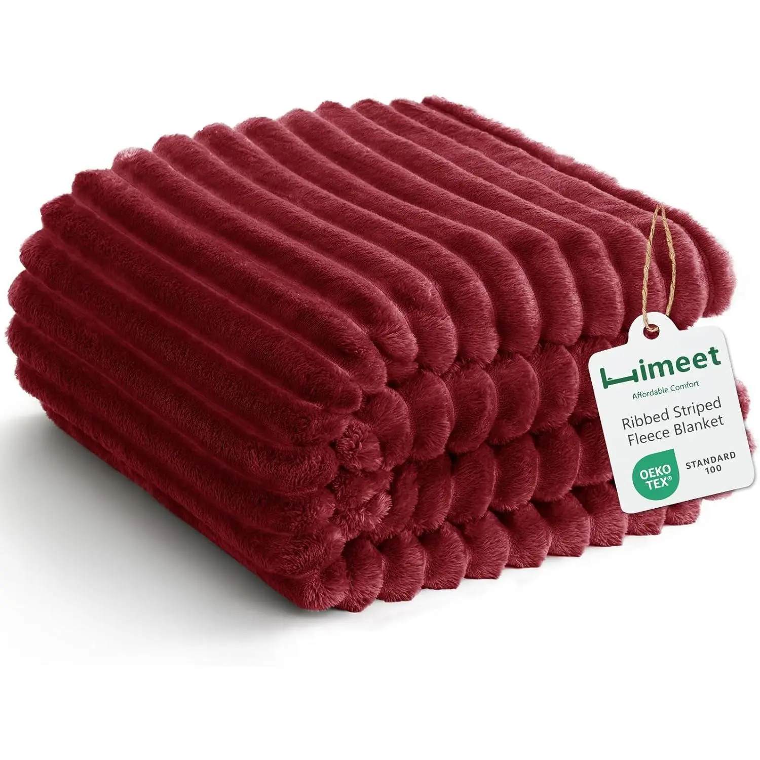 Deep Red Ribbed Throw Blanket for Couch - 300GSM Lightweight Soft Fleece Blanket for Women, Cozy Blankets for Mothers Gifts, Striped Spring Home Room Decor, Deep Red, 50x60 Inches