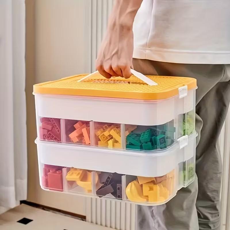 Stackable Storage Box with Dividers, Divided Compartments, Large Particle Building Block Organizer, Parts Classification Container, Ideal for Toy Organization
