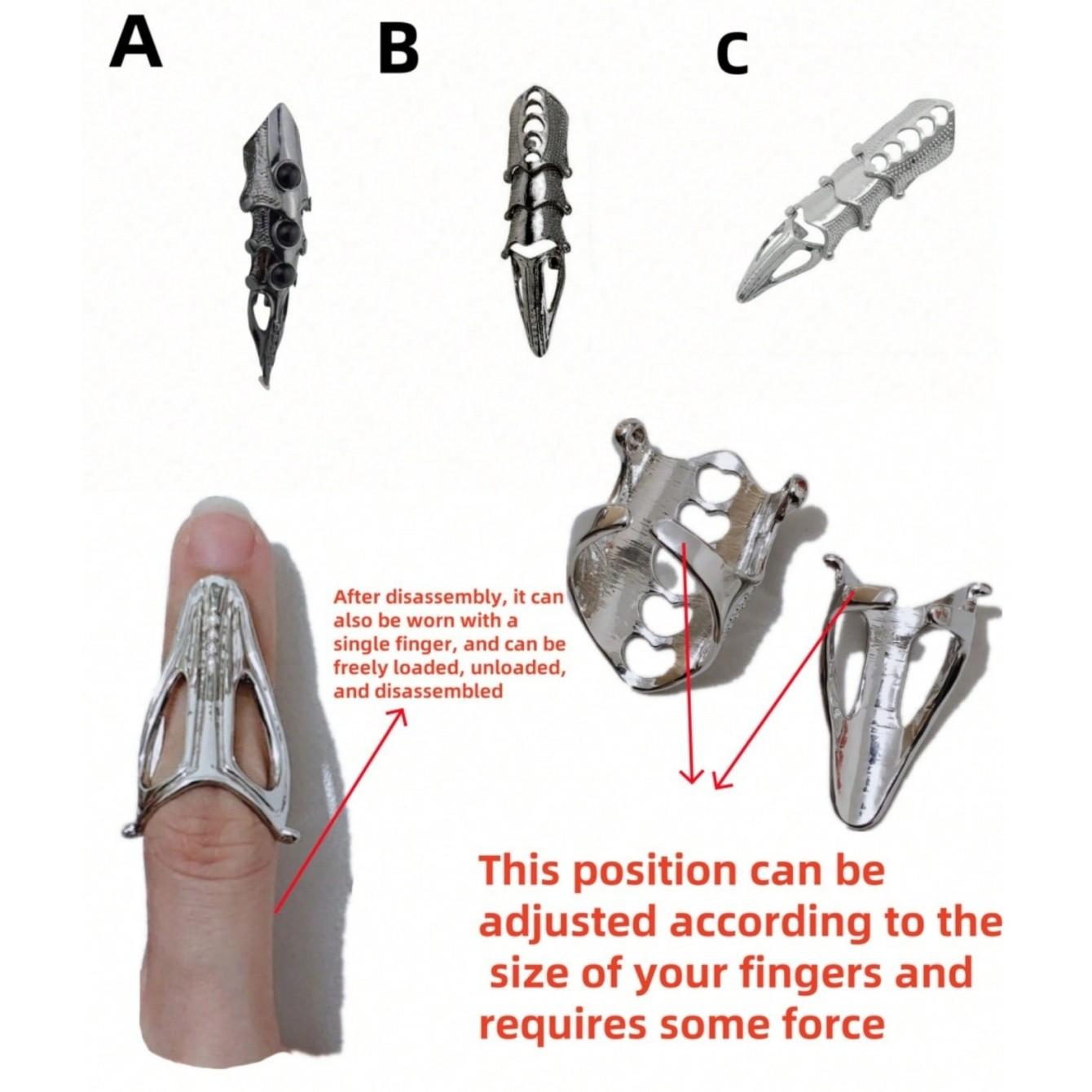 Original Style Dark Finger Joint, Bionic Mechanical Hand, Adjustable & Detachable Armor, Ring Joint, Halloween Prop, Party Accessory, Party Supplies, Party Favor