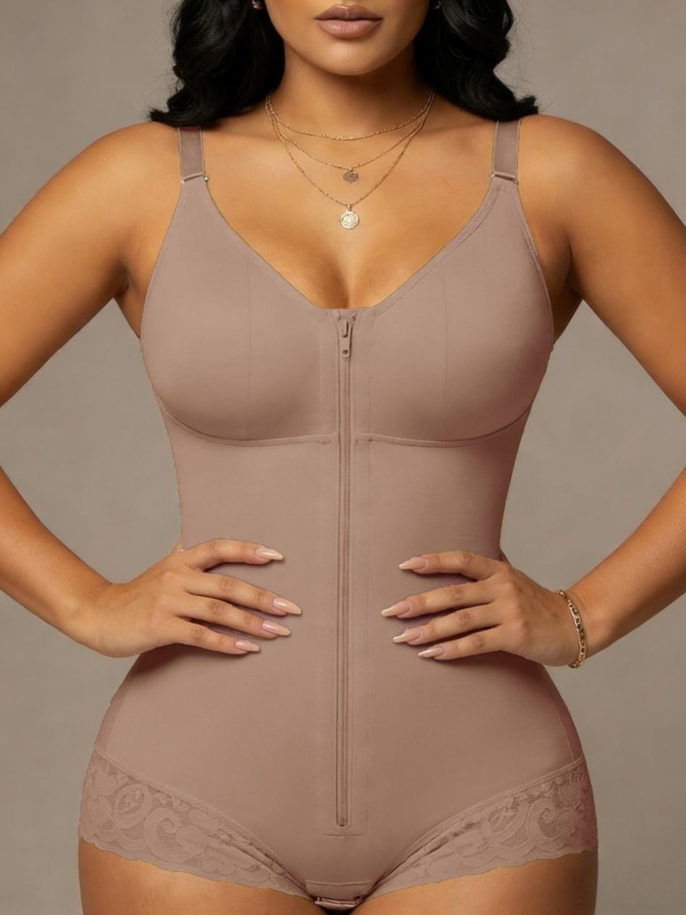 1 Count Women Colombian Shapewear,Fajas, Butt Lifting And Tummy Control Bodysuit, Shapewear Jumpsuit, High Compression Body Shaper, Leggings, Solid Color with Adaptable Shoulder Band And Adjustable Hooks Closure Shapewear, Suitable For Training Or Sports