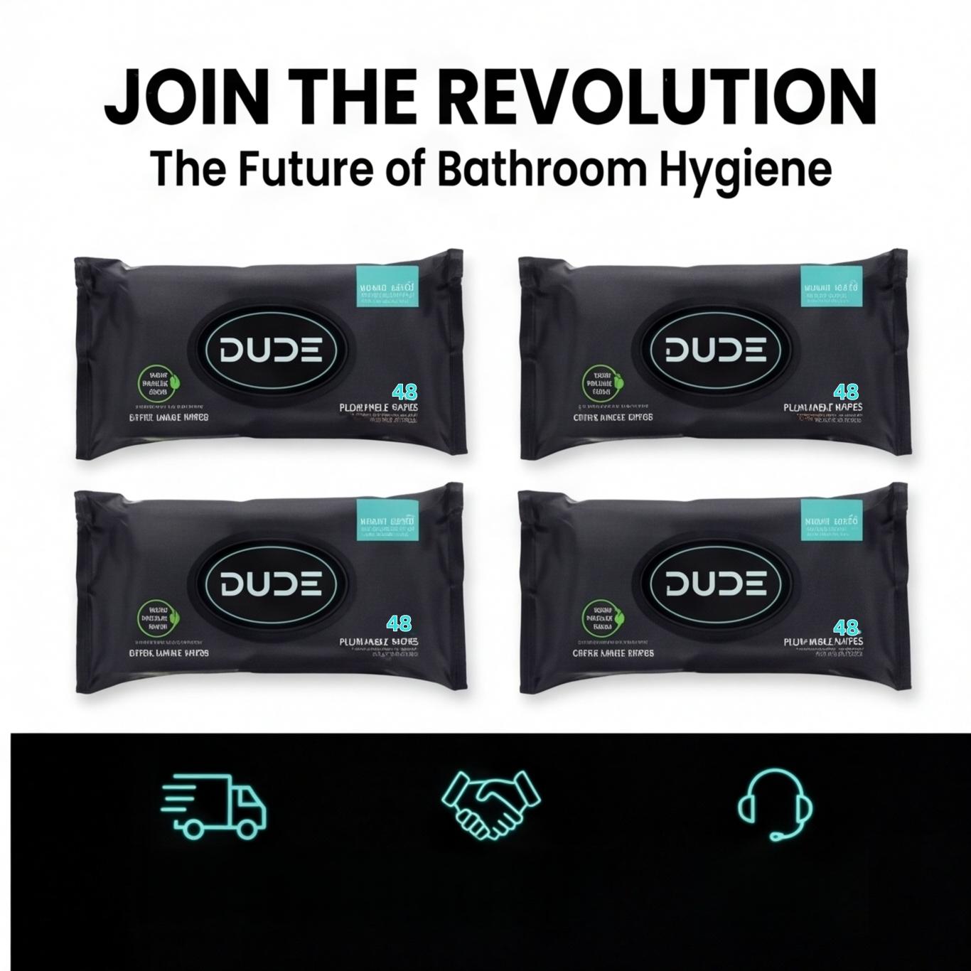 48 Pcs Biodegradable Flushable Wet Wipes, Plant-Based No Plastic, Mint Tea Tree Oil Antibacterial, Large Size, Universal Toilet Use