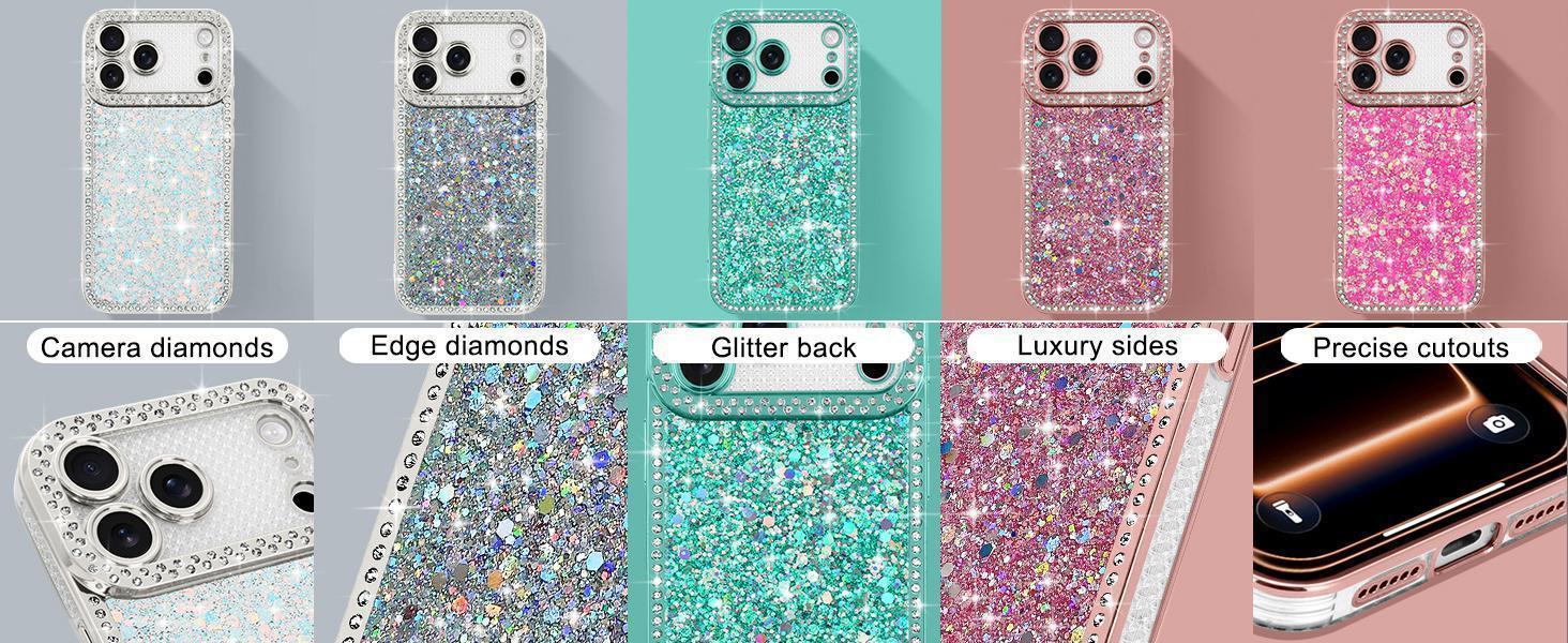 Lafunda for iPhone 17 Pro Max Case Glitter, Luxury Shiny Bling Sparkly Bumper Cover with Crystal Diamonds for Women Girls Soft Slim Shockproof Protective Phone Case for iPhone 17 Pro Max 6.9", Gold