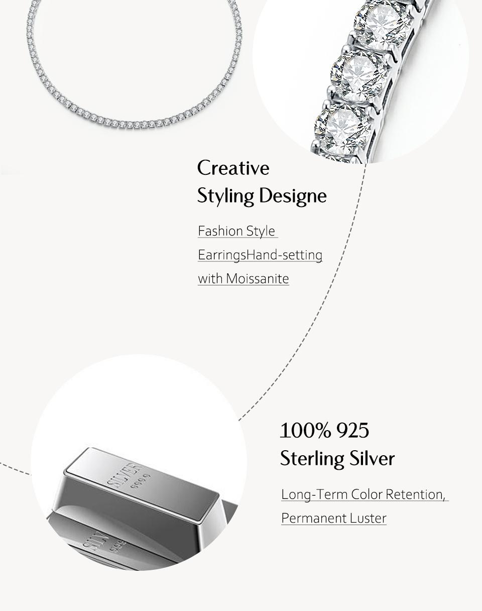 Synthetic Moissanite Tennis Necklace 0.1CT & 0.5CT Chain For Woman Party Anniversary New Gift N004