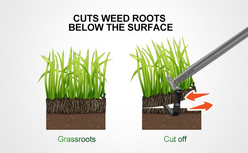 Walensee Mini Action Hoe for Weeding Stirrup Hoe Tools for Garden Hula-Ho with 14- Inch Scuffle Loop Hoe Gardening Weeder Cultivator, Sharp Durable Metal Handle Weeding Rake with Cushioned Grip, Grey