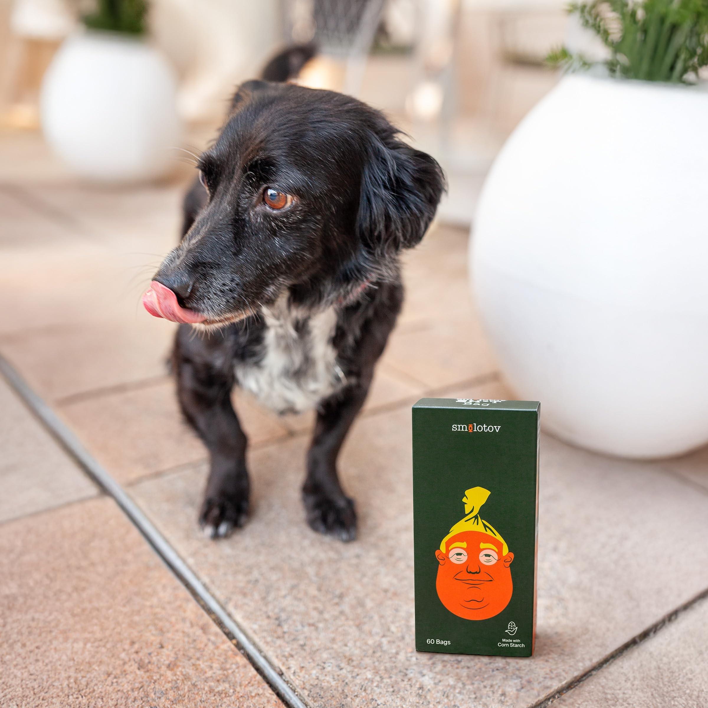 High-Quality Dog Poop Bags with Funny Faces, Unscented, Leak-Proof, 4 Rolls (60 Pieces), Ideal for Pet Owners, Convenient and Practical