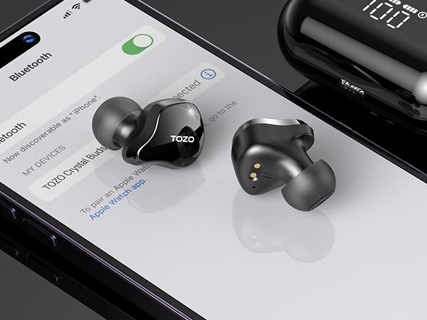 TOZO-Crystal Buds Bluetooth 5.3 True Wireless Stereo Earbuds IPX8 Waterproof Audio Digital Earphones Headphone Space Electronic Headset in-ear earphone FathersDayGift
