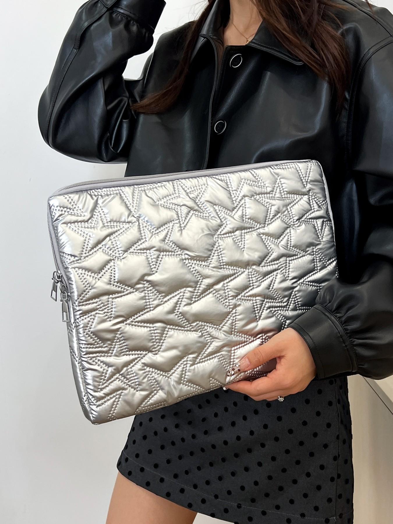 Star Pattern Laptop Backpack, Silver Color Five-Point Star Design, Multi-Size Notebook Case, Ideal for Teachers and Students