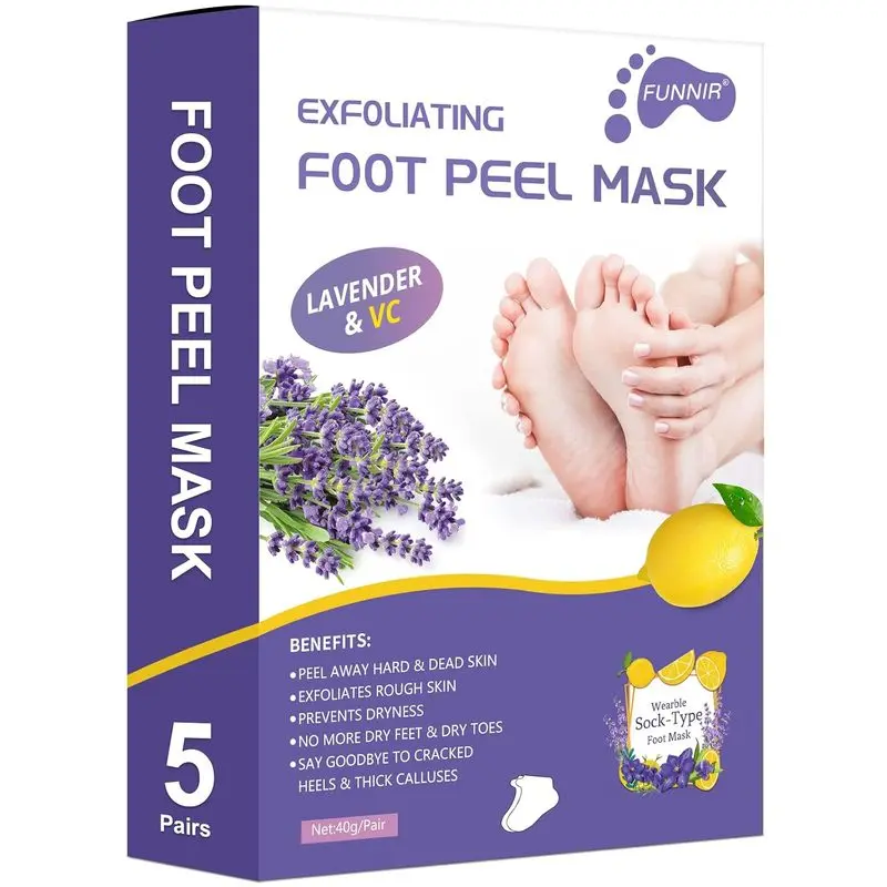 Foot Exfoliating Mask (5-piece pack) exfoliates, removes calluses, provides natural exfoliation, improves dry and dead skin, repairs rough heels, and makes skin soft and smooth: Beauty and personal care
