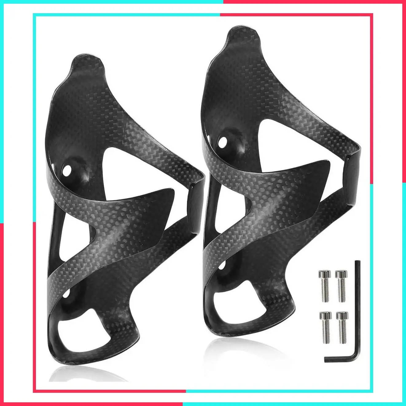 2 Pack Ultra-Light Full Carbon Fiber Water Bottle Cage, Bike Water Bottle Holder Brackets for Road & Mountain Bike