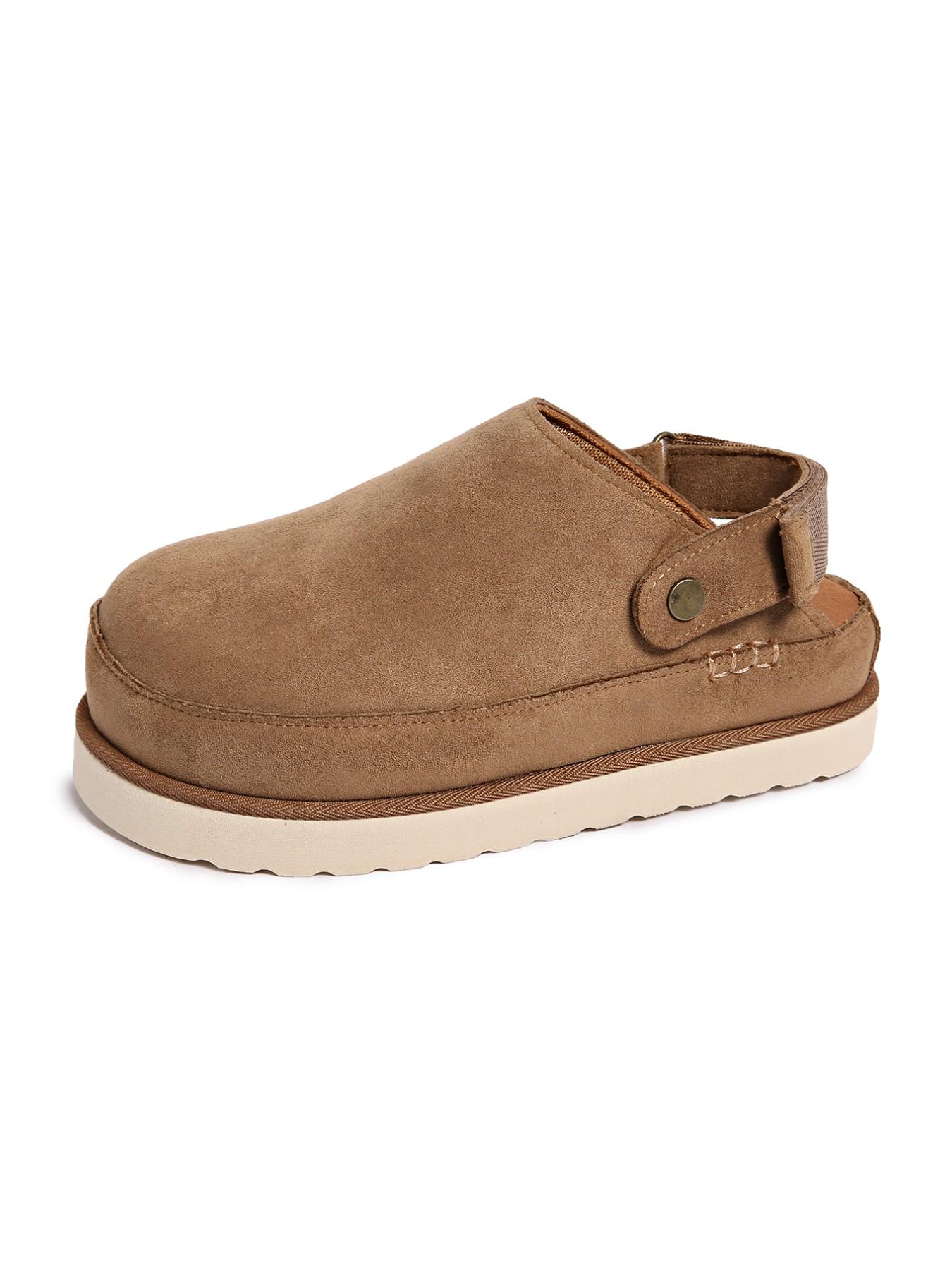 Vintage Thick Sole Slip-On Flat Mules, Thick Soled Mules, Casual Plain Fabric Slippers, Rubber Sole, All Seasons, Less Than Ankle Height, Outer Wear Half Sandals