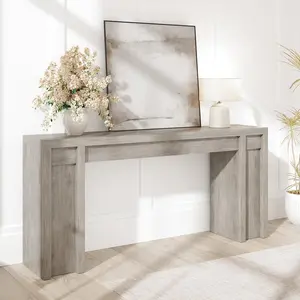 Garvee Console Table 70.9" Extra Long Narrow Entryway Table, Farmhouse Rustic Sofa Table Behind Couch, Thick Wood Hallway Accent Table for Living Room in Grey