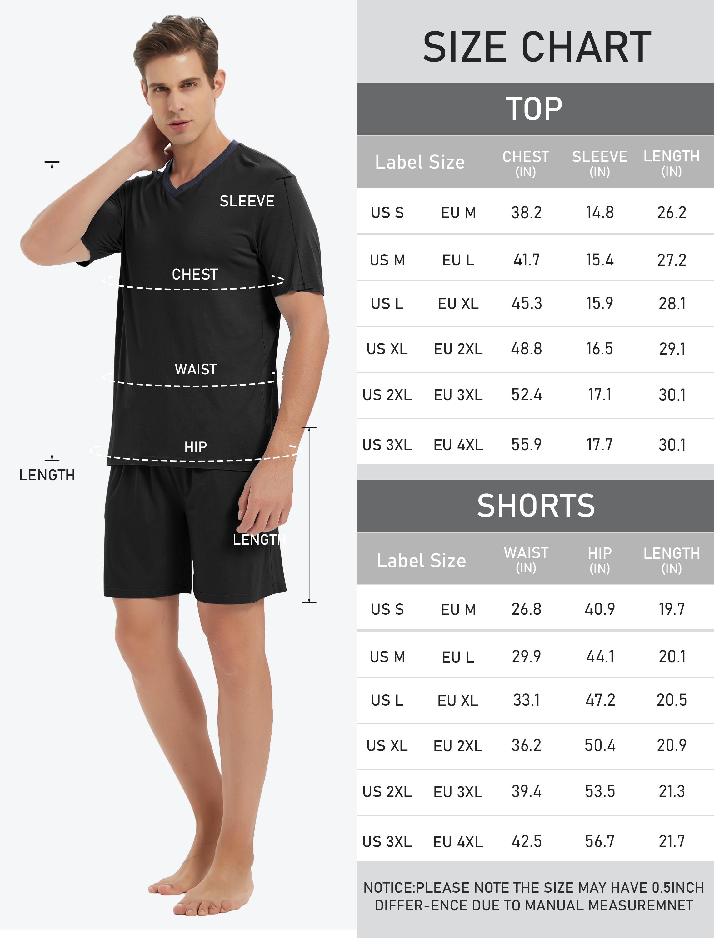 MoFiz Mens Pajama Set Summer Pjs Sleepwear Nightwear Lightweight Quick Dry Soft Short Sleeve V-Neck Pjs Sleep Set With Pocket