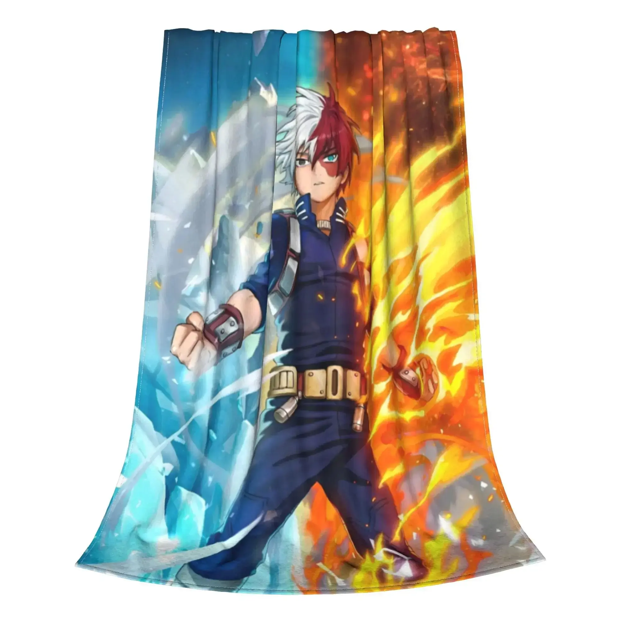 My Hero Academia Shoto Todoroki Fleece Blanket  Soft Warm Anime Throw for Travel Home Decor. Versatile Plush Warm Blanket, Portable Soft Throw for Bedroom Office Trip Outdoor, Ideal Present for Family Friends All Holiday Occasions