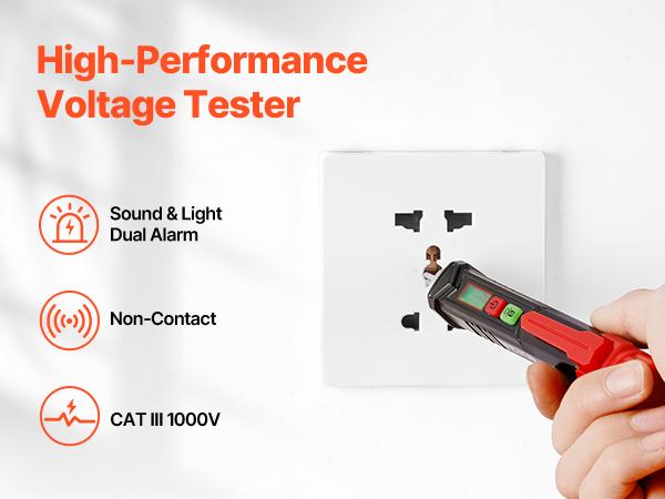 Voltage Tester, Non-Contact Voltage Detector with Adjustable Sensitivity, Dual Range AC 12V-1000V/48V-1000V Live Null Wire Tester Pen with Visual and Audible Alarms, CAT III 1000V Rating