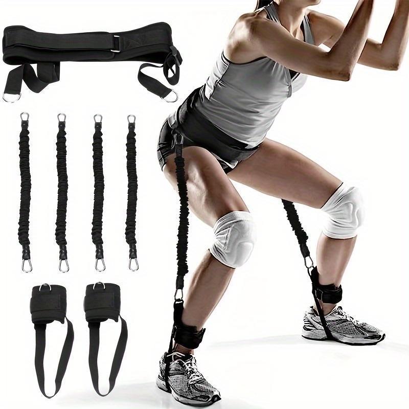 High Resistance Jump Trainer Set, Adjustable Bands for Jumping, Dunk Training, Speed & Agility, Includes Waist Belt, 2 Ankle Straps, 4 Latex Tubes
