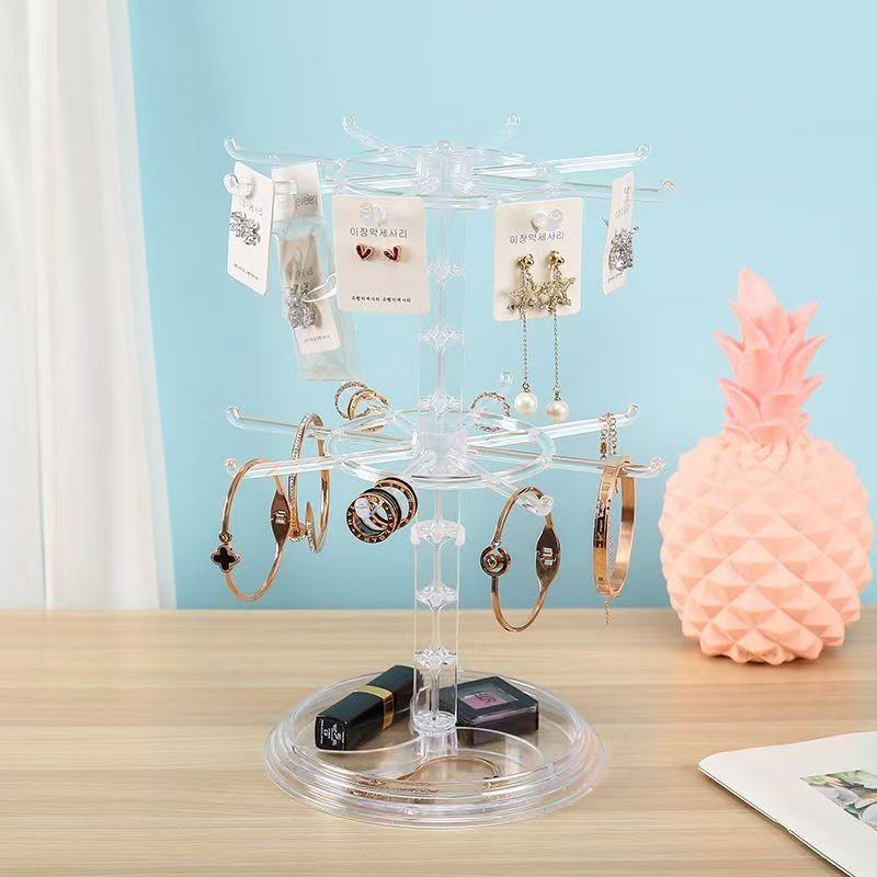 Rotating Jewelry Rack, Necklace Bracelet Hanging Organizer, Multi-Use Earring Keychain Display Stand, Ideal for Vanity and Counter Use