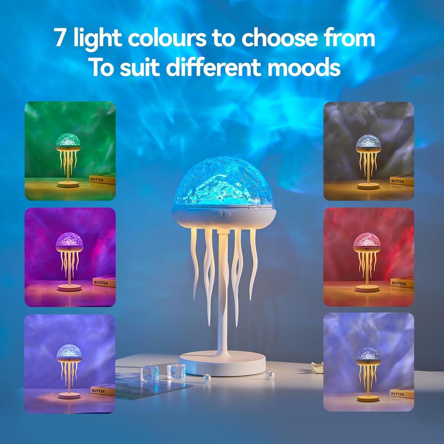 1 Piece Jellyfish Lamp Projector Night Light, 7-Color Changing, Portable and Bright Table Lamp, Waterproof Night Light for Bathroom, Ocean Ambient Light, Suitable for Bedroom, Living Room, Home Decoration, Birthday Gift for Teens and Girls