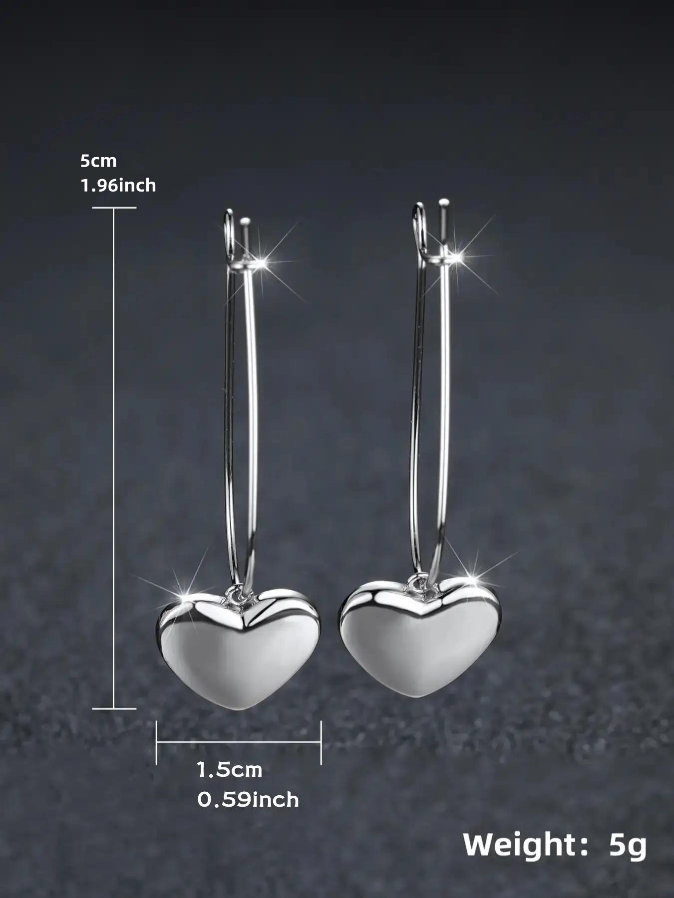 1 Pair Heart Shaped Dangle Earrings, Fashionable Casual Matching Earrings Jewelry for Daily Use, Classic Fashion Accessories for Party, Elegant Minimalist Earrings