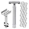 [Keropy] Men's DE Safety Razor - 10-in-1 Reusable Butterfly Metal Set with Premium Stainless Steel Blade Refills, Eco-Friendly Wet Shave Tool for Hair Removal, Beard & Mustache Remover, Double-Blade Razors