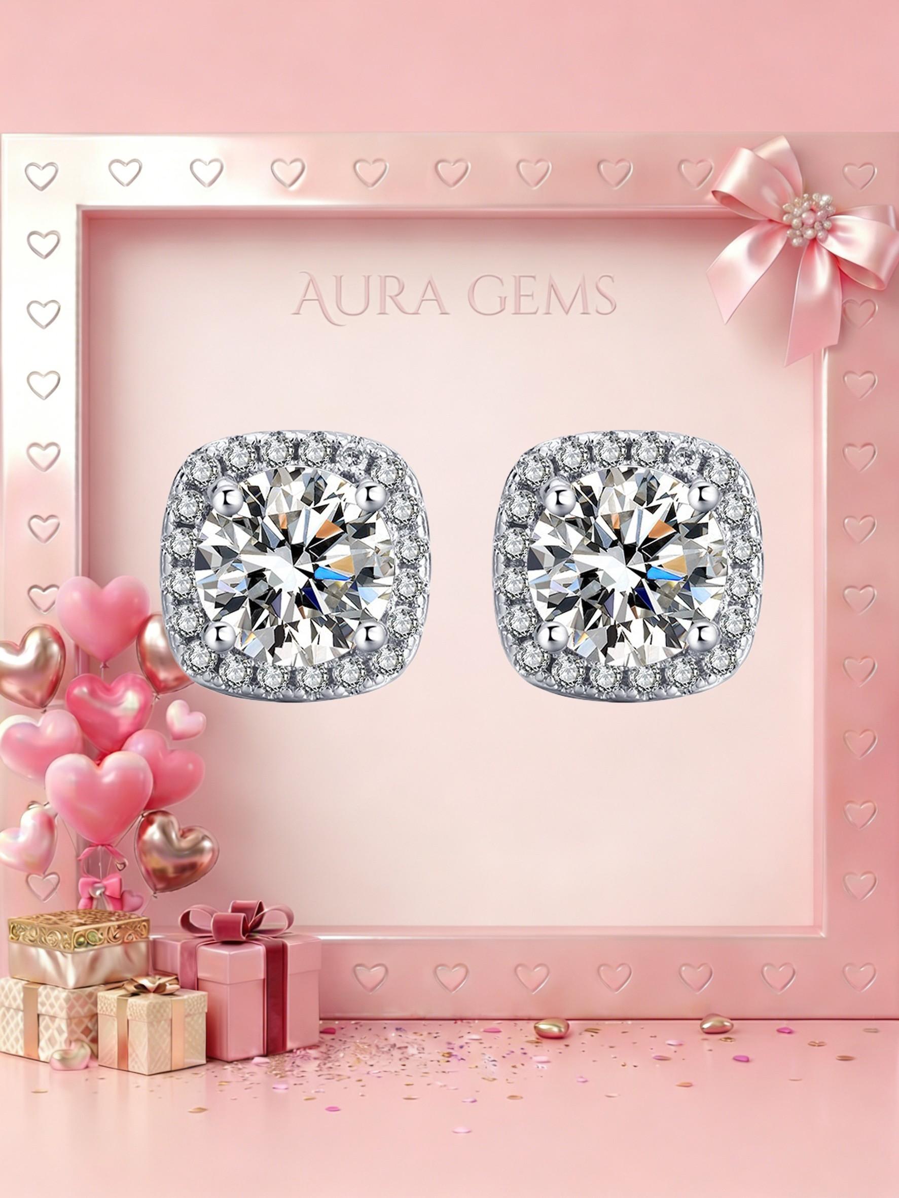 Square Zircon Earrings for Men and Women, Large Cubic Zirconia Studs, Durable Jewelry, Elegant Accessories, Wedding, Outdoor Wear