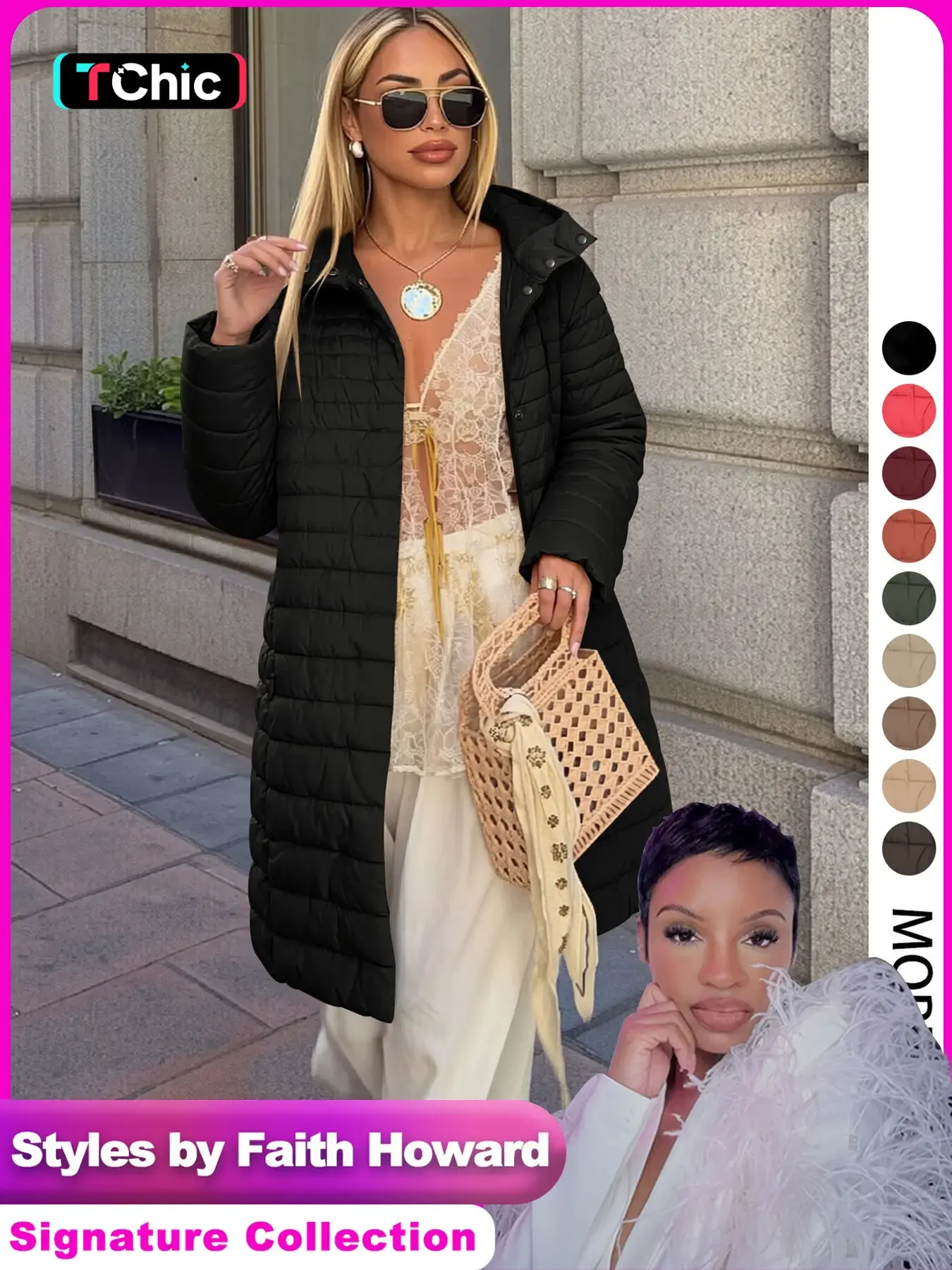 【Black Friday】Styles by Faith Howard Women's Winter Quilted Jacket, Casual Loose-Fit Lightweight Coat with Pockets, Plain Design for Fall & Winter, Comfortable Daily Wear, Outerwear with Pockets