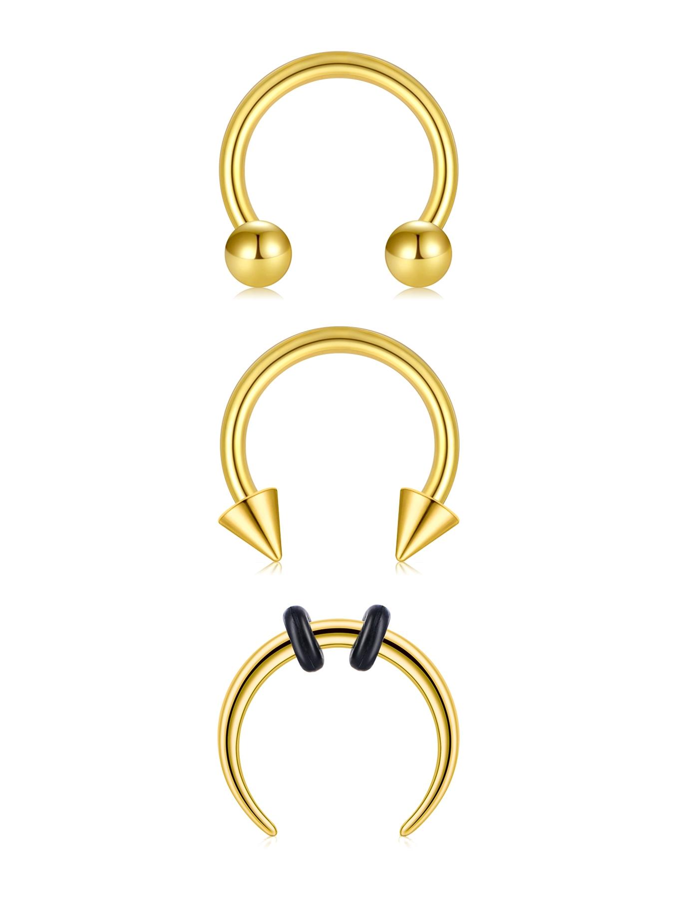 Unisex Horseshoe Nose Ring, 16g Stainless Steel, 8mm, Inner Thread Design, Suitable for Ear Lobe, Septum, Cartilage, Lip Piercing Jewelry, Septum Pierced Ring