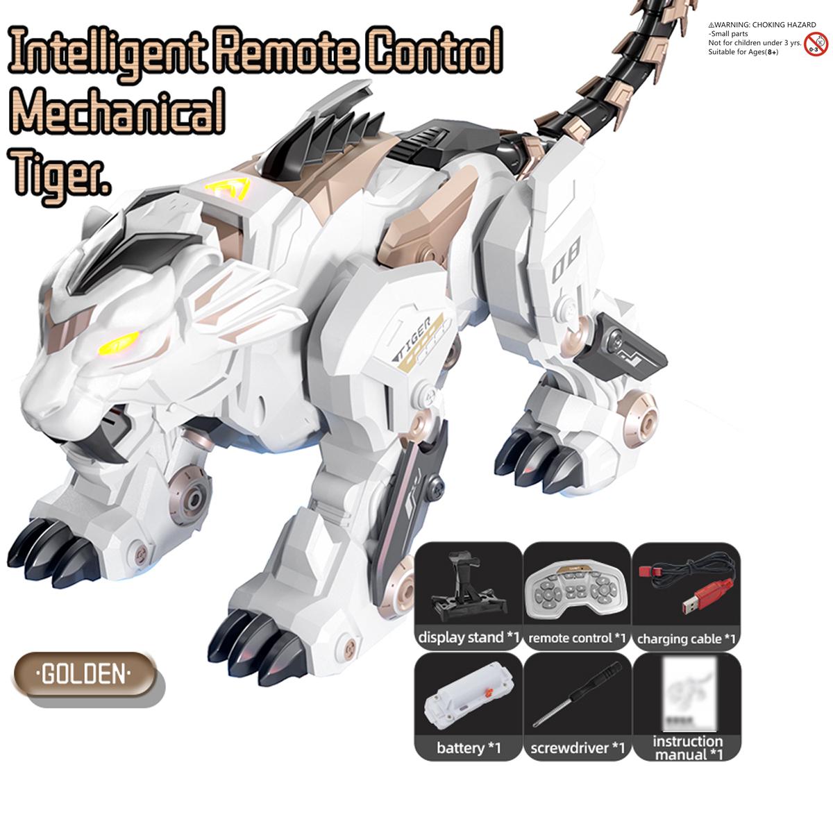 2.4GHz Electric Remote Control Tiger Toy, Smart Mechanical Pet, Dancing Storytelling Mimicry Inversion Programming, Interactive Educational Gift