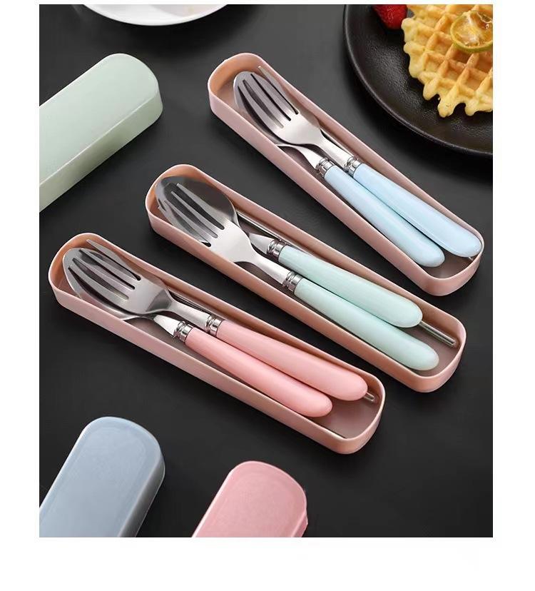 Western Portable Stainless Steel Cutlery Set, Includes Spoon, Fork, Chopsticks, Ideal for Camping and Outdoor Use, Cutlery with Storage Box